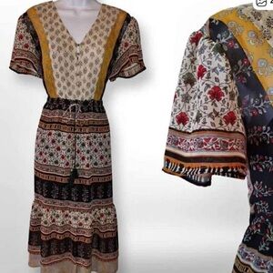 Anthropologie Floral Print V-Neck Dress